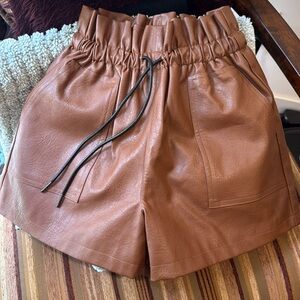 Size Small High Waisted PU Leather Shorts
